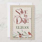 Save The Date Simple Hiver avec Mariage Cardinal (Devant)