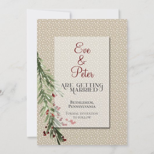 Save The Date Simple Hiver avec Mariage Cardinal (Dos)