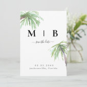 Save The Date Simple Initiales Mariage Tropical Vertical (Debout devant)