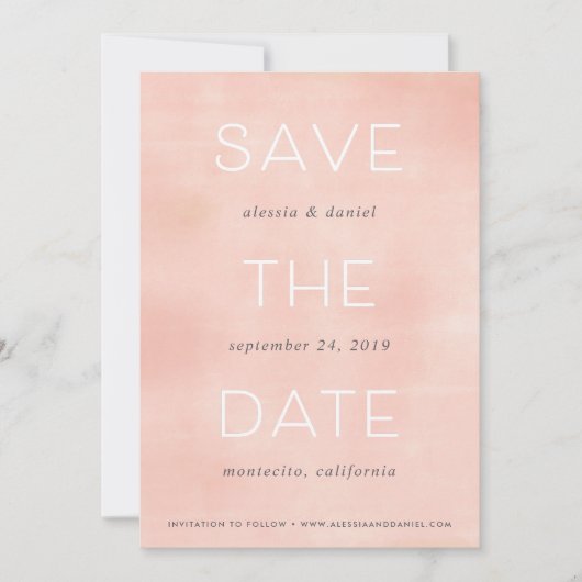 Save The Date Simple, instruction | Couleur d'aquarelle blanche  (Devant)