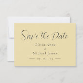 Save The Date Simple Jaune Pastel & Écriture Blanche Mariage  (Devant)