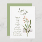 Save The Date Simple Jolie Fleurs Roses Mariage chrétien (Devant / Derrière)
