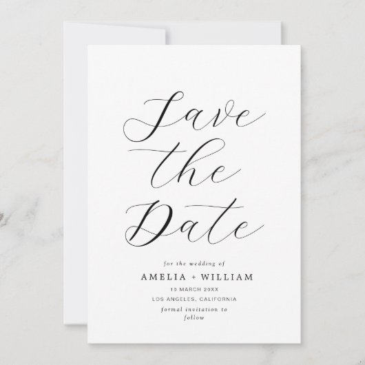 Save The Date simple lettrage mariage Enregistrer la date (Devant)