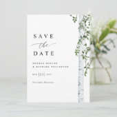 Save The Date Simple Mariage aux Arbres de bouleau (Debout devant)