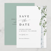 Save The Date Simple Mariage aux Arbres de bouleau (Devant / Derrière)