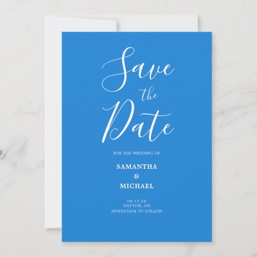Save The Date Simple mariage bleu (Devant)