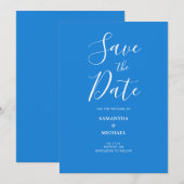 Save The Date Simple mariage bleu (Devant / Derrière)