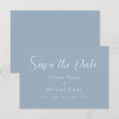 Save The Date Simple mariage bleu et blanc à écriture manuscrite (Devant / Derrière)