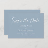 Save The Date Simple mariage bleu et blanc Script Enregistrer la (Devant / Derrière)