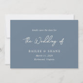 Save The Date Simple Mariage Bleu Poussiéreux Moderne (Devant)