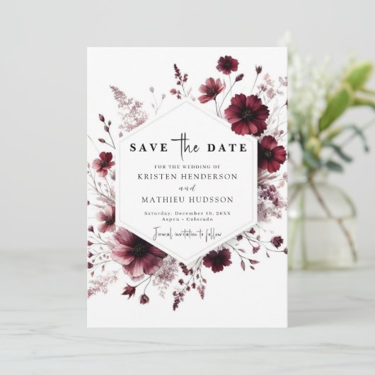 Save The Date Simple Mariage Bohème Bourguignon (Debout devant)