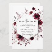 Save The Date Simple Mariage Bohème Bourguignon (Devant / Derrière)