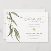 Save The Date Simple mariage botanique d'eucalyptus à l'aquarell (Devant)