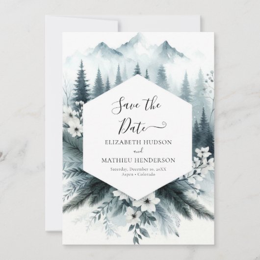 Save The Date Simple Mariage de montagne romantique (Devant)