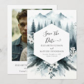 Save The Date Simple Mariage de montagne romantique (Devant / Derrière)
