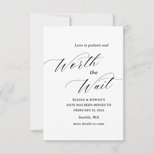 Save The Date Simple Mariage Drôle Changement de Date  (Devant)