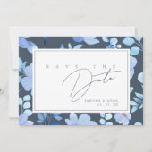 Save The Date Simple Mariage Fleur Sauvage Bleue (Devant)