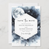 Save The Date Simple Mariage floral clair de lune (Devant)