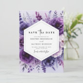 Save The Date Simple Mariage Floral violet unique (Debout devant)