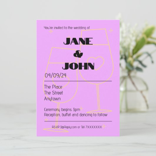 Save The Date Simple mariage inviter date champagne rose amour (Debout devant)