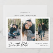 Save The Date Simple Mariage Moderne et Élégant Collage Multi-Ph (Devant / Derrière)