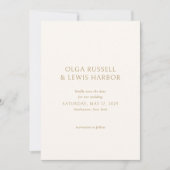 Save The Date Simple mariage moderne ivoire et or (Devant)
