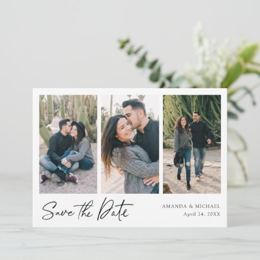 Save The Date Simple Mariage Moderne Multi Photos en Collage Élé (Debout devant)