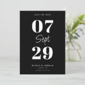 Save The Date Simple Mariage Moderne Noir et Blanc (Debout devant)