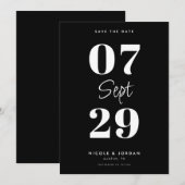 Save The Date Simple Mariage Moderne Noir et Blanc (Devant / Derrière)