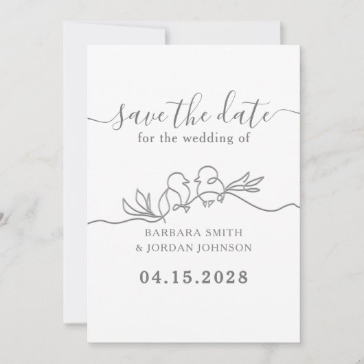 Save The Date Simple Mariage Moderne Script (Devant)