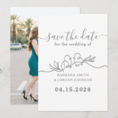 Save The Date Simple Mariage Moderne Script (Devant / Derrière)