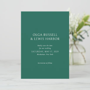 Save The Date Simple Mariage Moderne Vert Emeraude