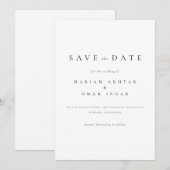 Save The Date Simple Mariage Noir et Blanc Écriture Classique (Devant / Derrière)