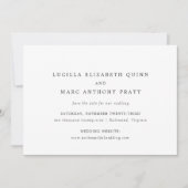 Save The Date Simple Mariage Noir et Blanc Intemporel (Devant)