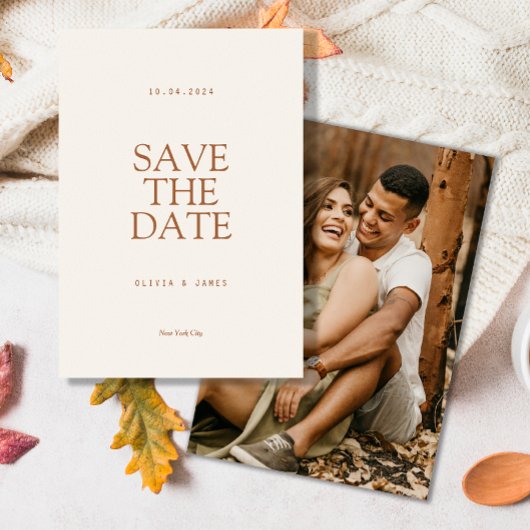 Save The Date Simple Mariage Photo Automne Chaud