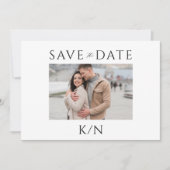 Save The Date Simple mariage photo de couple monogramme minimal (Devant)