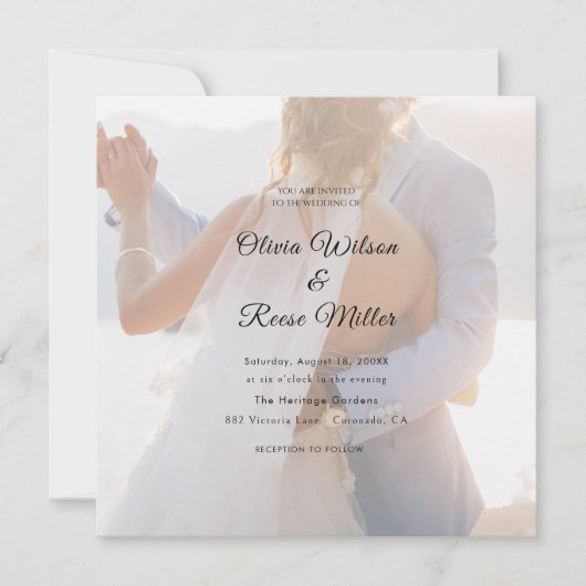Save The Date Simple Mariage Photo en surimpression Noir & Blanc (Devant)