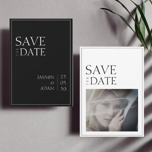 Save The Date Simple Mariage Photo Minimaliste Noir Blanc