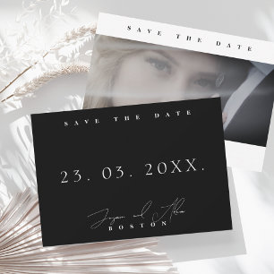 Save The Date Simple Mariage Photo Minimaliste Noir Blanc
