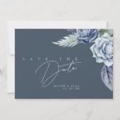 Save The Date Simple Mariage Rose Bleu Ardoise (Devant)