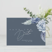 Save The Date Simple Mariage Rose Bleu Ardoise (Debout devant)