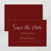 Save The Date Simple mariage rouge et blanc Script Enregistrer l (Devant / Derrière)