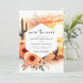 Save The Date Simple Mariage rustique Cactus (Debout devant)