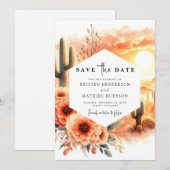 Save The Date Simple Mariage rustique Cactus (Devant / Derrière)