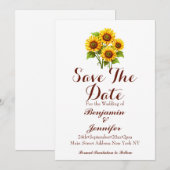 Save The Date Simple Mariage rustique de tournesol (Devant / Derrière)
