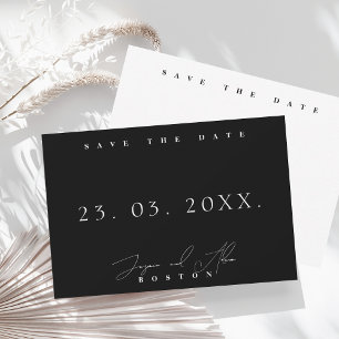 Save The Date Simple Mariage Typographie Minimaliste Noir Blanc
