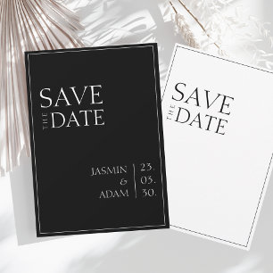 Save The Date Simple Mariage Typographie Minimaliste Noir Blanc