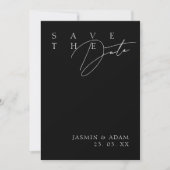 Save The Date Simple Mariage Typographie Moderne Blanc Noir (Devant)