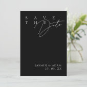 Save The Date Simple Mariage Typographie Moderne Blanc Noir (Debout devant)