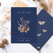 Save The Date Simple Marine Bleu Automne Fleur sauvage Mariage